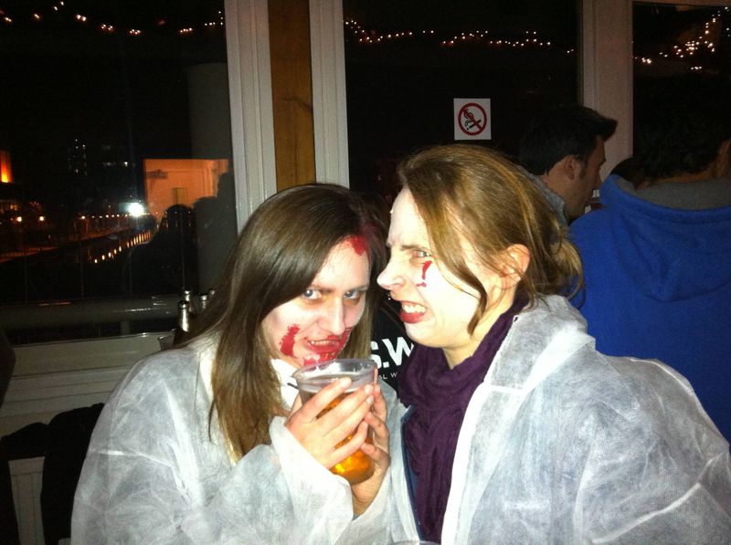 Jo and Amy at the zombie disco