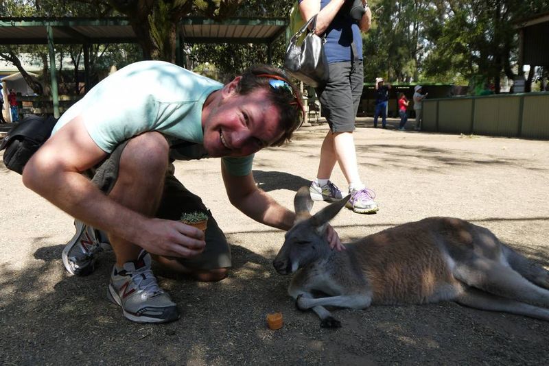 Andrew got to feed the Kangaroos