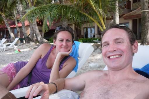 Us relaxing on Bottle Beach on Koh Phangan