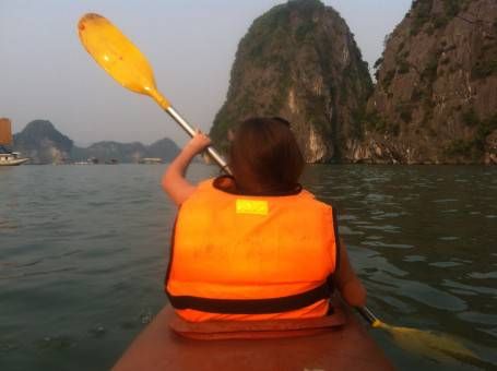Amy Kayaking on Halong Bay