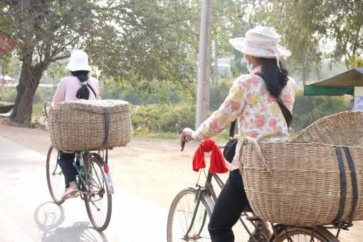 Cambodian Women Cycling