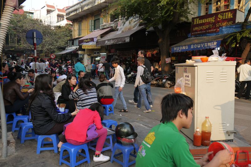 People Eating Street Food in Vietnam