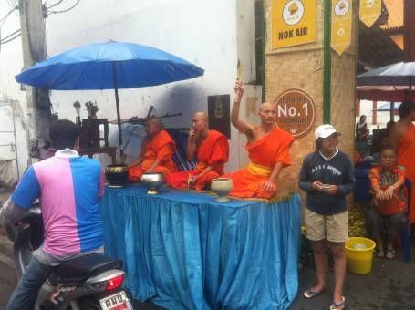 Monks Blessing People During Songkran 2014