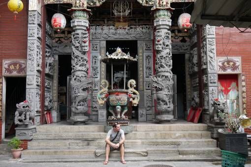 Andrew Outside a Temple in Tainan