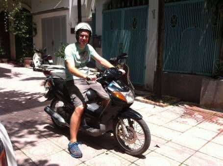 Andrew on our Motorbike in Vietnam