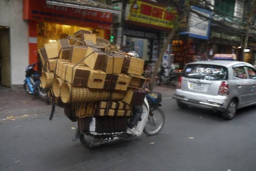 Fully-loaded motorbike in Hanoi's Old Quarter
