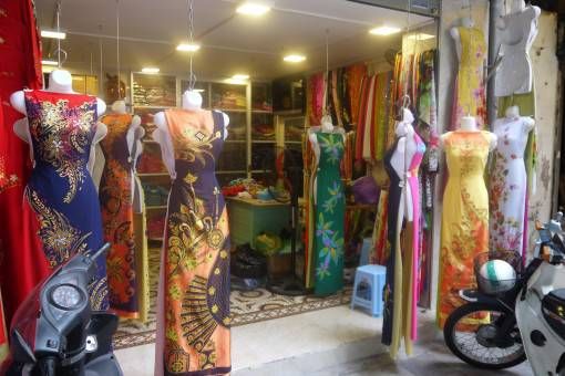 Ao Dai: Vietnamese traditional silk dresses in the Hanoi Old Quarter