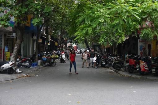 Quiet leafy street in Hanoi's Old Quarter
