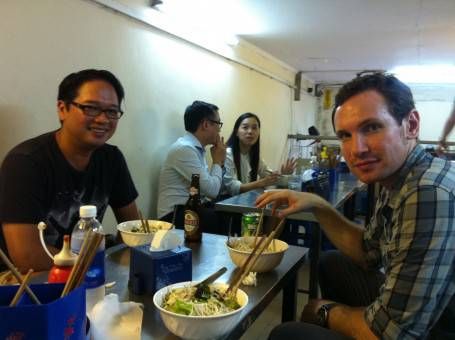 Eating at Bun Bo Nam Bo in Hanoi