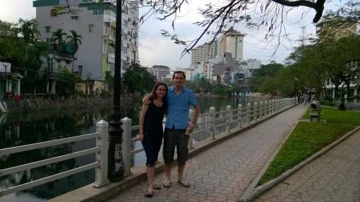 Andrew and I by the lake in Hanoi
