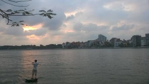Sunset over West Lake in Hanoi