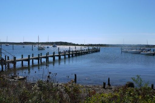 View of the pier and boats on Martha's Vineyard
