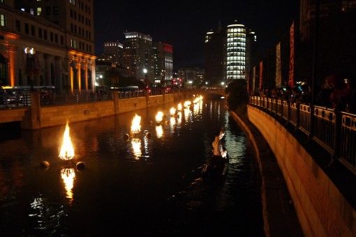 Cruising down the river at WaterFire