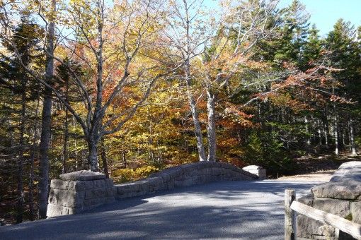 Carriage Bridge at the south of Jordan's Pond in Fall