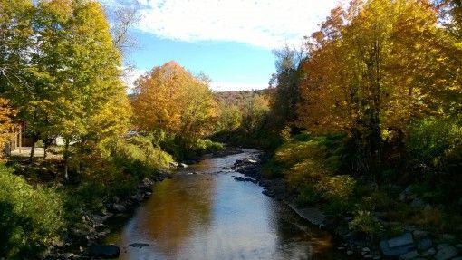 River and fall foliage in Wilmington, Vermont