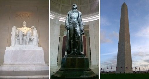 Lincoln and Jefferson Memorials and the Washington Monument in DC