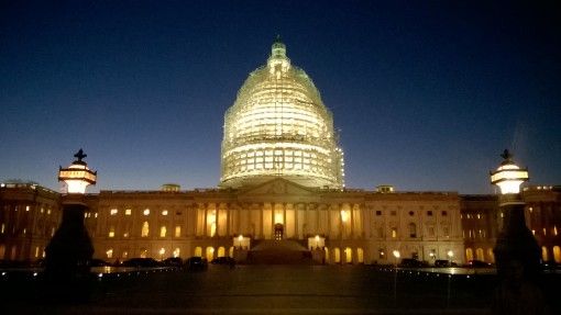 The Capitol Building in Washington DC, by night