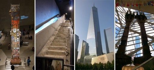 The Last Column, Survivor Stairs, One World Trade Centre and steel beams at the 9/11 Memorial Museum