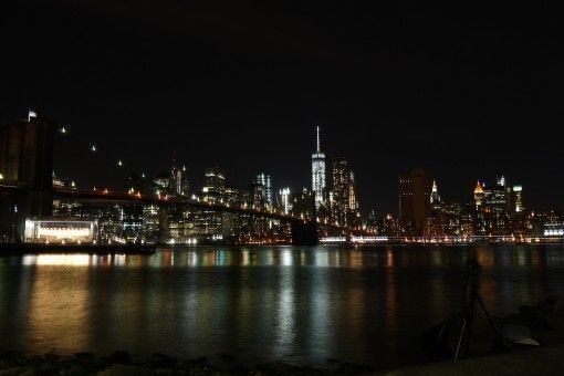 Night view of the Manhattan skyline from Dumbo, Brooklyn