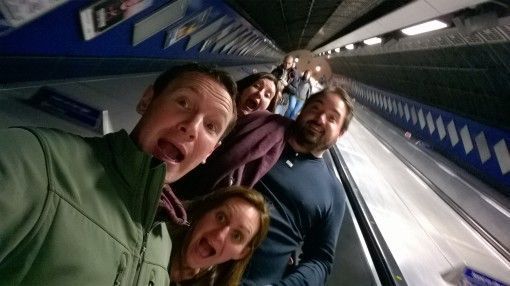 Travelling on the London Underground escalator 