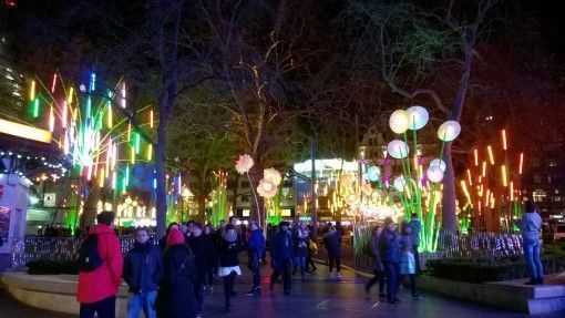 Leicester Square lit up in the Lumiere London Festival