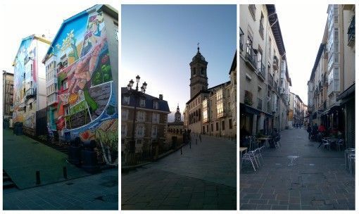 Vitoria-Gasteiz old city streets, churches and murals
