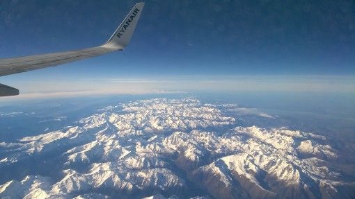 View over the Pyrenees from the plane