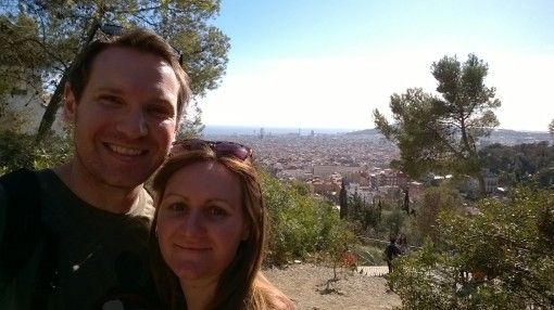 Us looking over Barcelona from Park Guell