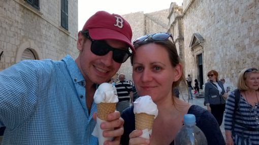 Us sampling Dubrovnik's delicious ice cream