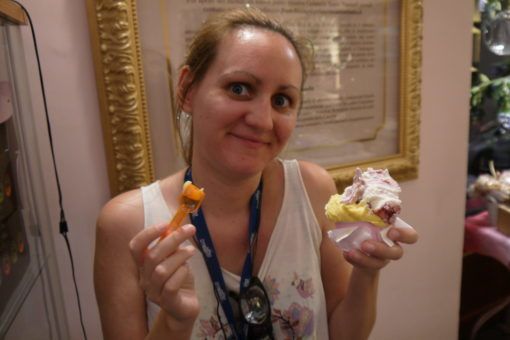 Amy enjoying her end-of-tour ice cream