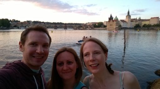 Me, Andrew and our Friend Jo by the river in Prague 