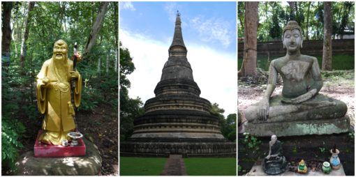 Statues and Stupa at Wat Umong Temple in Chiang Mai