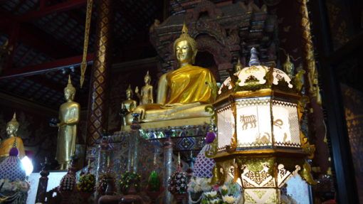 Buddha and lantern in a Thai temple