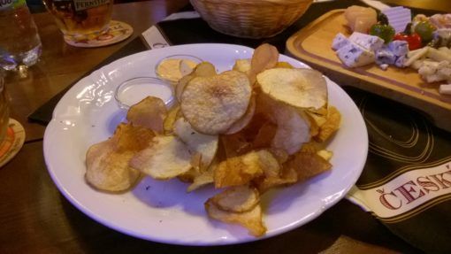 Homemade crisps in a pub in Prague