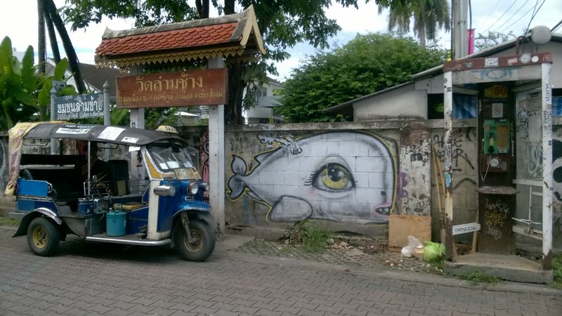 A Tuk Tuk and street art in Chiang Mai, Thailand