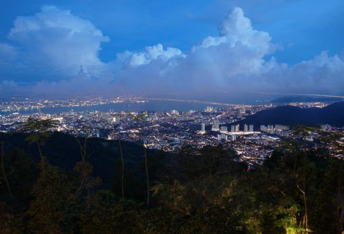View of Georgetown, Penang at night from Penang Hill