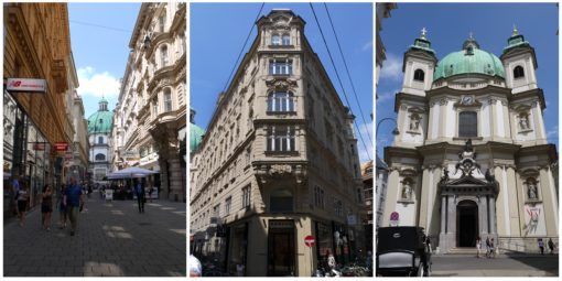 Collage of buildings in Vienna, Austria