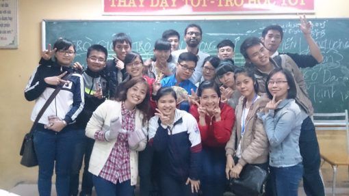 Venkat teaching English to his University Students in Hanoi, Vietnam