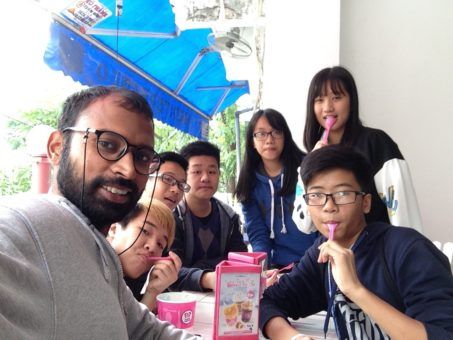 Venkat Ganesh with his Vietnamese students in Hanoi