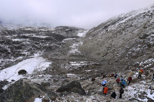 Snow on the Everest Base Camp trek 2017