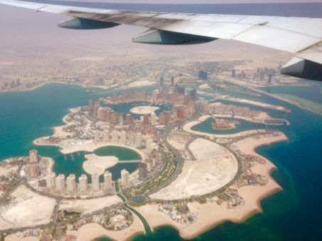 Flying over Doha, Qatar