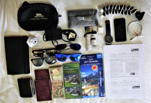 All our documents and electronics for the Everest Base Camp Trek
