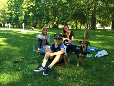 Me with friends and Billy the dog in St James' Park 