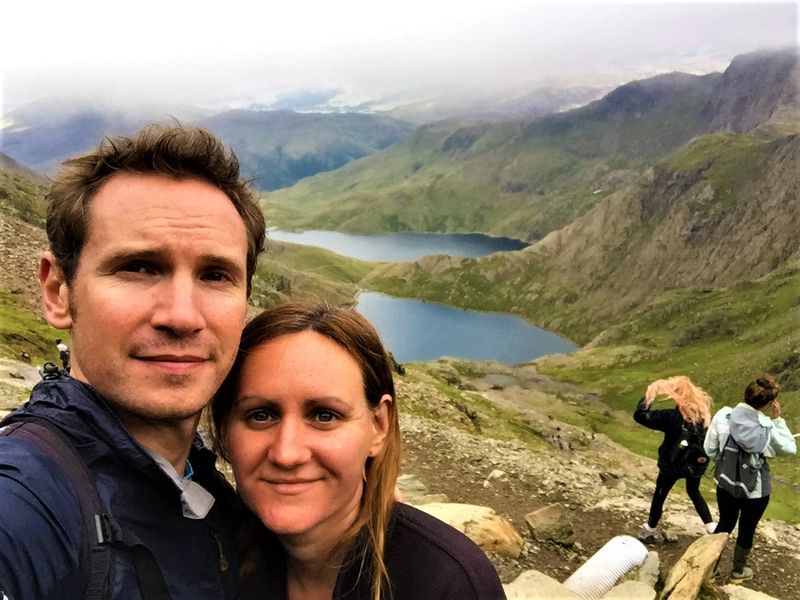 Andrew and I hiking Snowdon in Wales