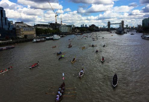View of the 2017 Thames River Race from London Bridge