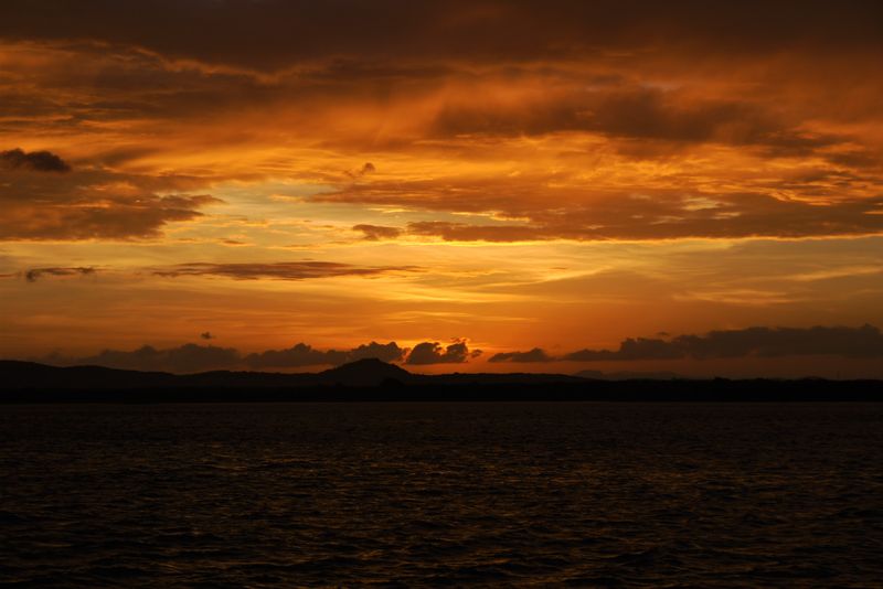Sunset over the lake Polonnaruwa, Sri Lanka