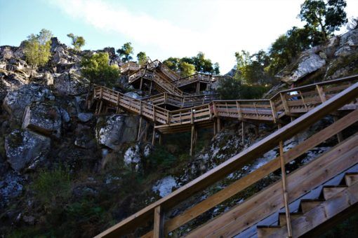 The steep boardwalk at Passadicos do Paiva in Portugal 