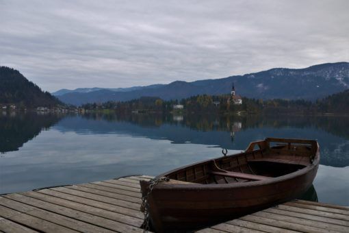 Rowing boat on Lake Bled, Slovenia