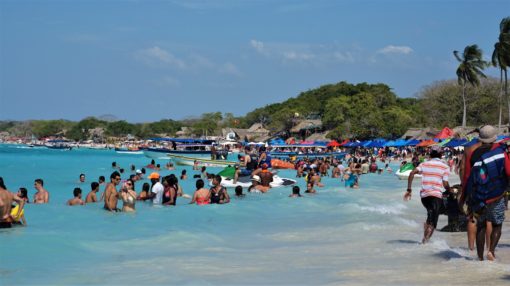 A very busy Playa Blanca, near Cartagena