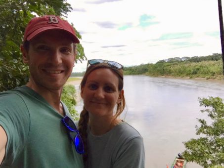 Selfie of Andrew and I in the Bolivian Amazon, at Madidi Jungle Ecolodge